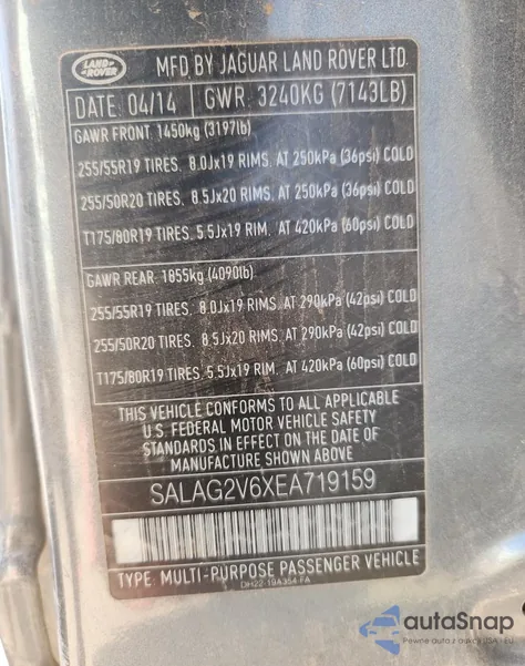 2014 Land Rover Lr4 Hse from USA, damaged, VIN SALAG2V6XEA719159